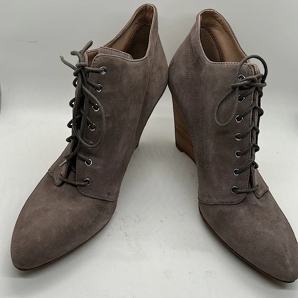 Belle Sigerson Morrison Light Gray Suede Wedge Ankle Booties Boots *Sz 8.5*🌸🌸 - Picture 5 of 8